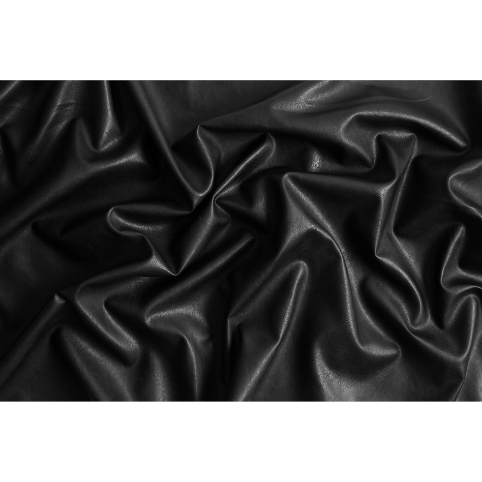 Black Fashion-Weight Faux Leather - Folded Black Fashion-Weight Faux Leather - Folded