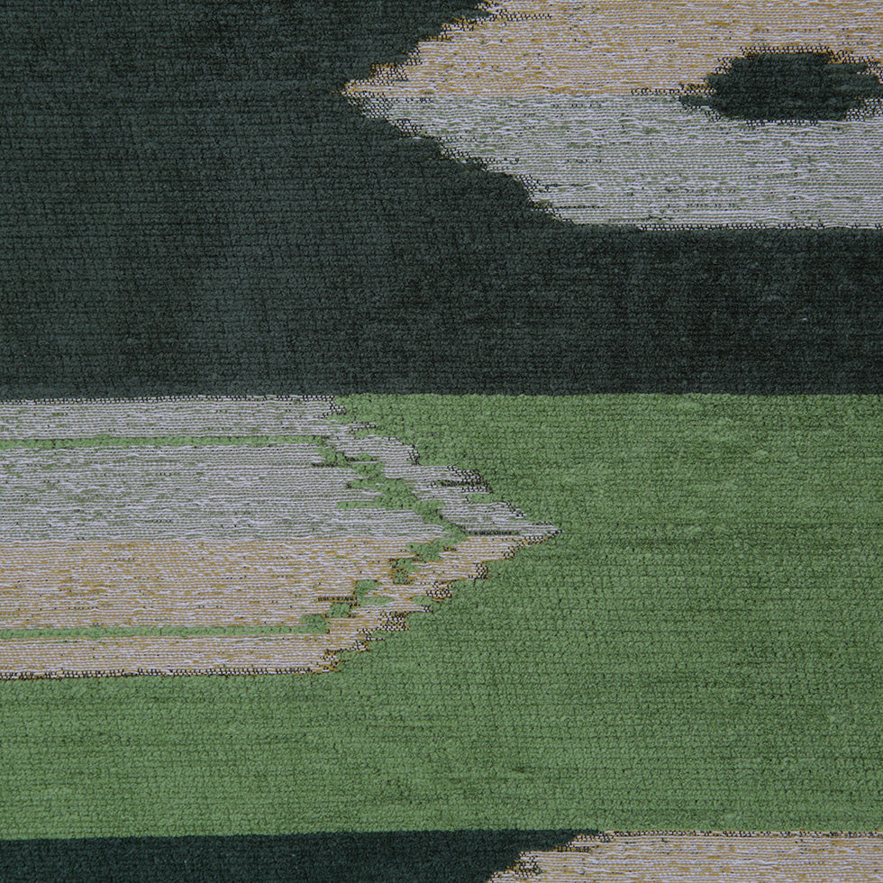 Moss Green Geometric Cut Polyester Blended Velvet - Detail Moss Green Geometric Cut Polyester Blended Velvet - Detail