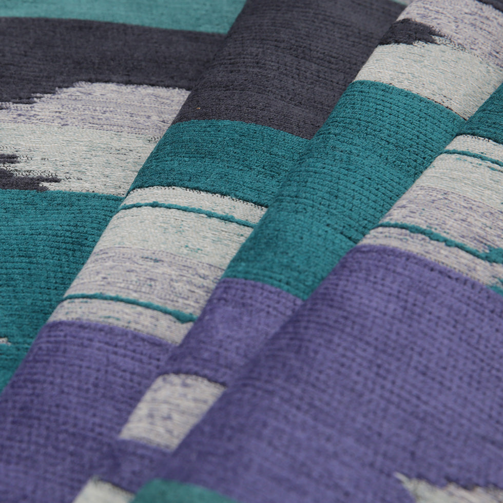 Marine Blue Geometric Cut Polyester Blended Velvet Folded Marine Blue Geometric Cut Polyester Blended Velvet Folded