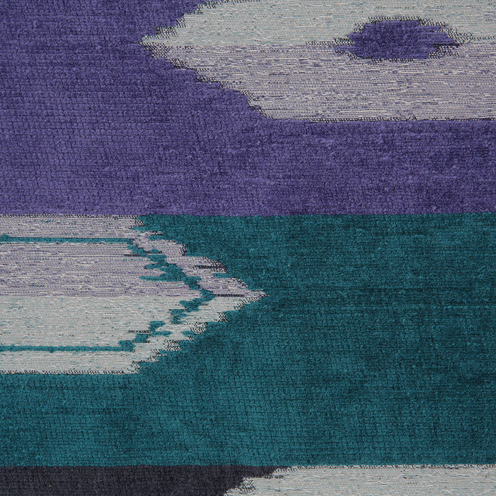 Marine Blue Geometric Cut Polyester Blended Velvet Detail Marine Blue Geometric Cut Polyester Blended Velvet Detail