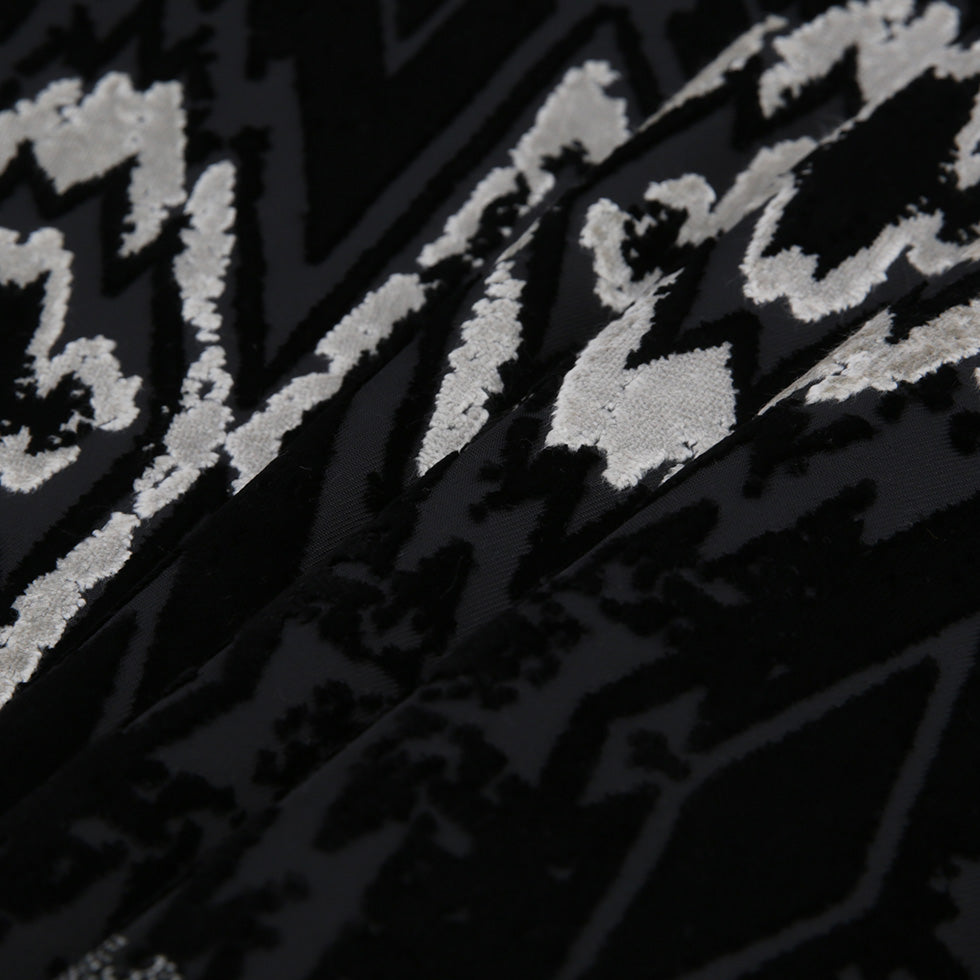 Jet Black Laser Cut Geometric Velvet - Folded Jet Black Laser Cut Geometric Velvet - Folded