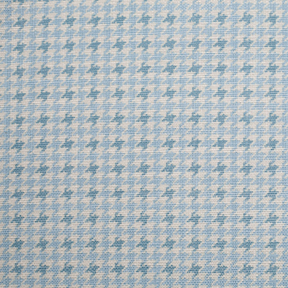 Spanish Baby Blue Houndstooth Poly-Cotton Woven Spanish Baby Blue Houndstooth Poly-Cotton Woven
