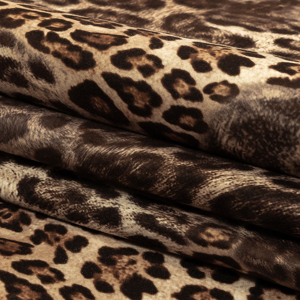 Brown Jaguar Printed Micro-Polyester and Cotton - Folded Brown Jaguar Printed Micro-Polyester and Cotton - Folded