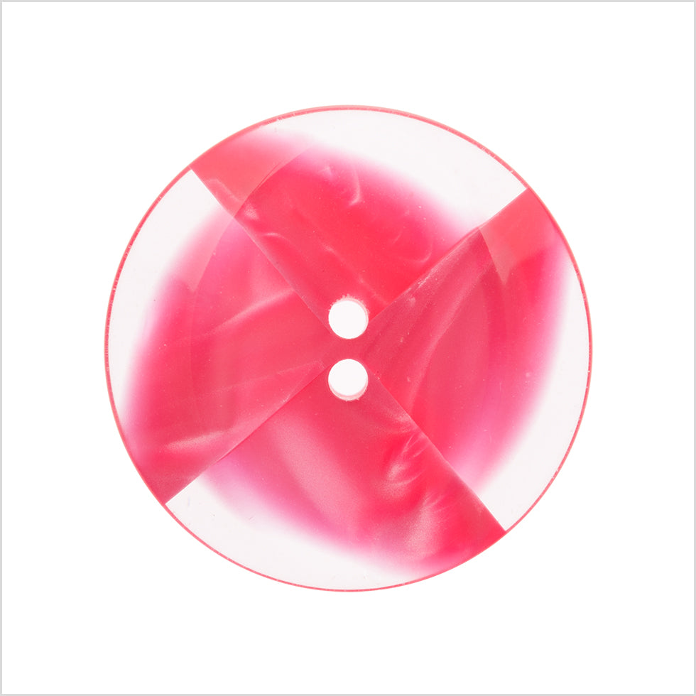 Plastic 2-Hole Button Made in Italy - 44L/28mm - Pink and Transparent Swirled Fan Blades Plastic 2-Hole Button Made in Italy - 44L/28mm - Pink and Transparent Swirled Fan Blades