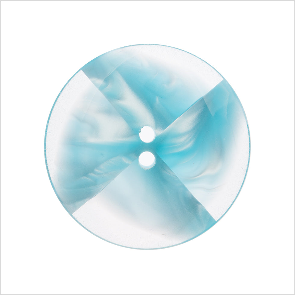 Plastic 2-Hole Button Made in Italy - 44L/28mm - Light Blue and Transparent Swirled Fan Blades Plastic 2-Hole Button Made in Italy - 44L/28mm - Light Blue and Transparent Swirled Fan Blades