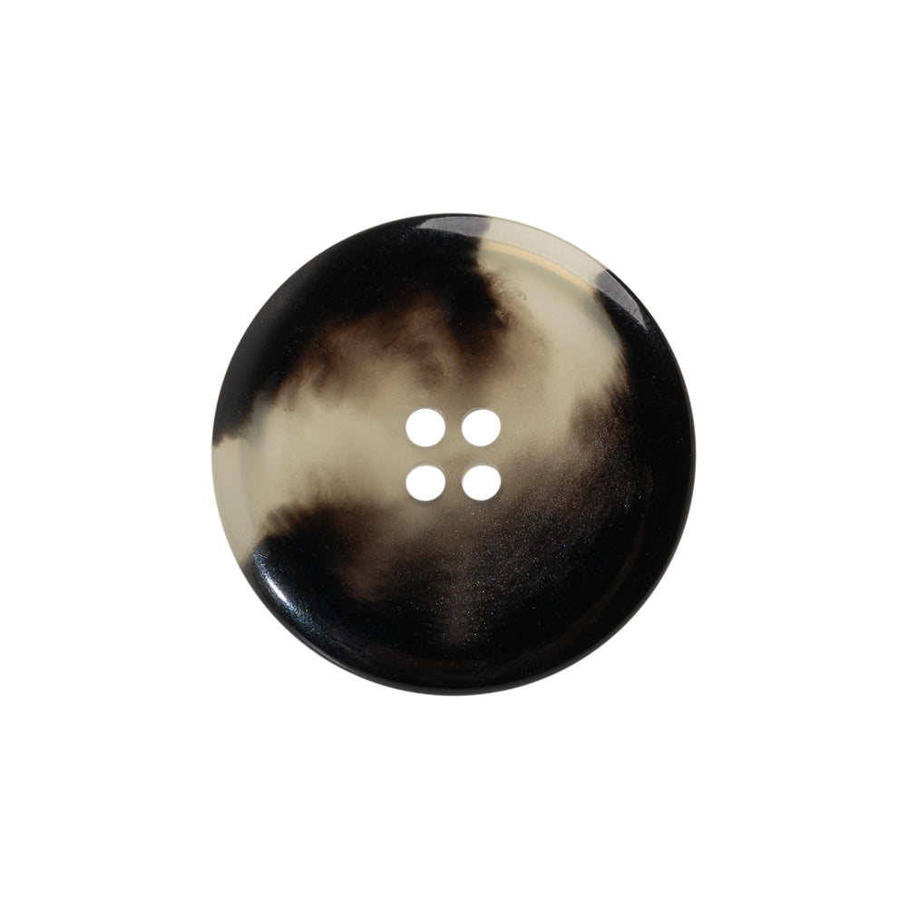 Italian Shiny Black/White Rimmed 4-Hole Button - 36L/23mm Detail Italian Shiny Black/White Rimmed 4-Hole Button - 36L/23mm Detail