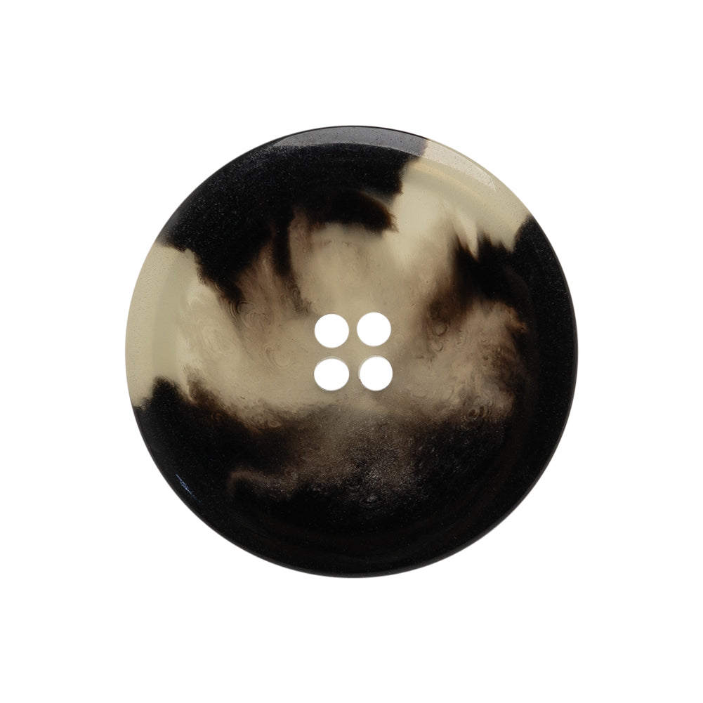 Italian Shiny Black and White Rimmed 4-Hole Button - 40L/25.5mm Detail Italian Shiny Black and White Rimmed 4-Hole Button - 40L/25.5mm Detail