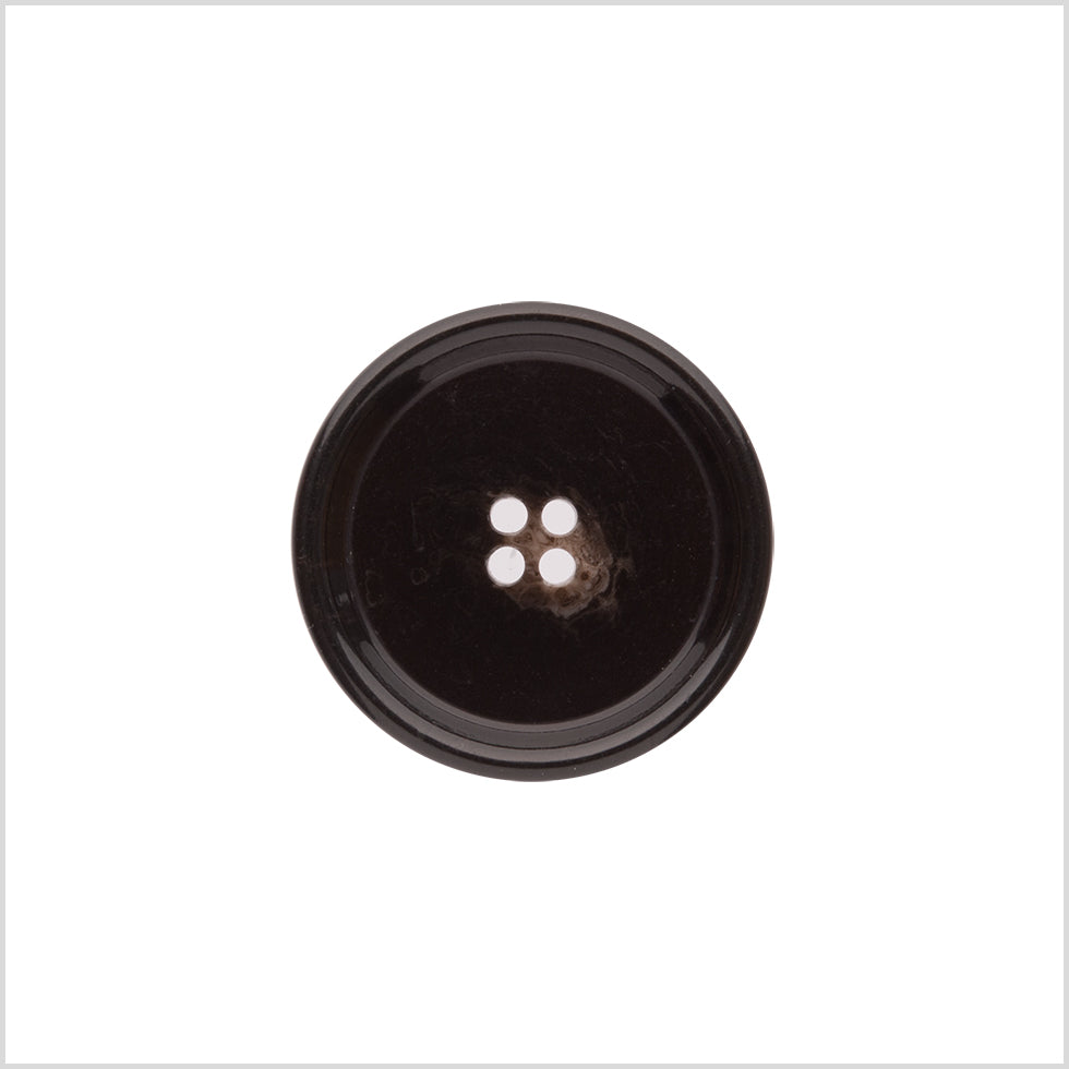 Italian Shiny Dark Brown Rimmed 4-Hole Button - 40L/25.5mm Italian Shiny Dark Brown Rimmed 4-Hole Button - 40L/25.5mm
