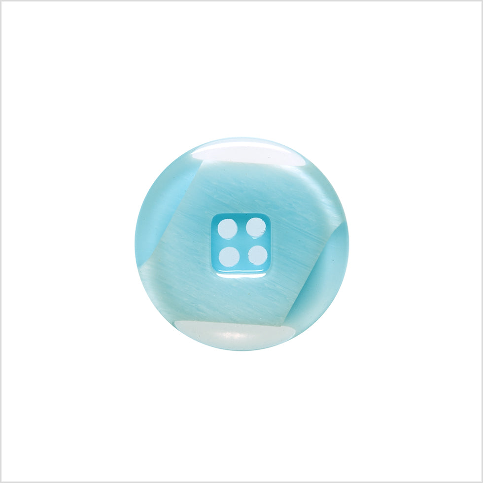 Plastic 4-Hole Button Made in Italy - 24L/15mm - Light Blue and Transparent Geometric with Square Center Plastic 4-Hole Button Made in Italy - 24L/15mm - Light Blue and Transparent Geometric with Square Center