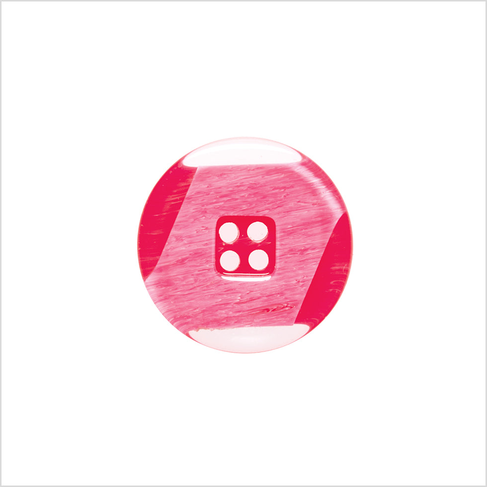 Plastic 2-Hole Button Made in Italy - 28L/18mm - Red and Transparent Geometric with Square Center Plastic 2-Hole Button Made in Italy - 28L/18mm - Red and Transparent Geometric with Square Center