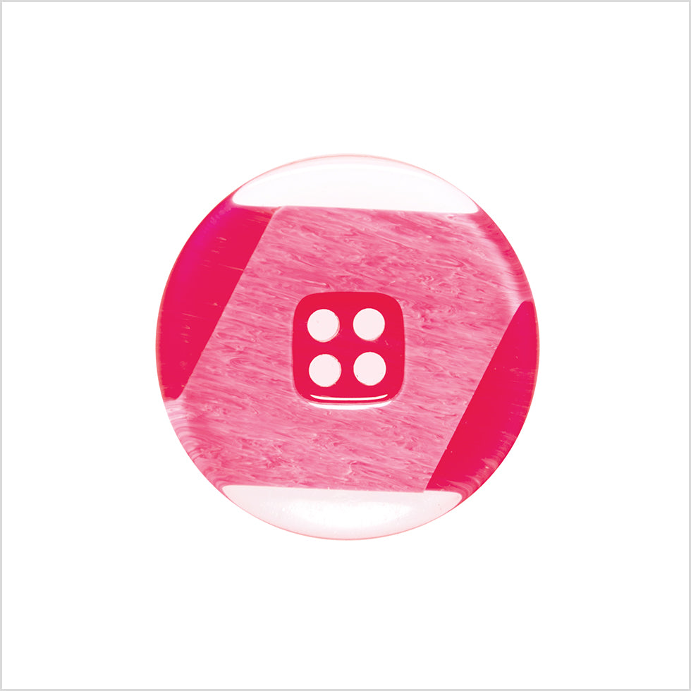 Plastic 2-Hole Button Made in Italy - 36L/23mm - Red and Transparent Geometric with Square Center Plastic 2-Hole Button Made in Italy - 36L/23mm - Red and Transparent Geometric with Square Center
