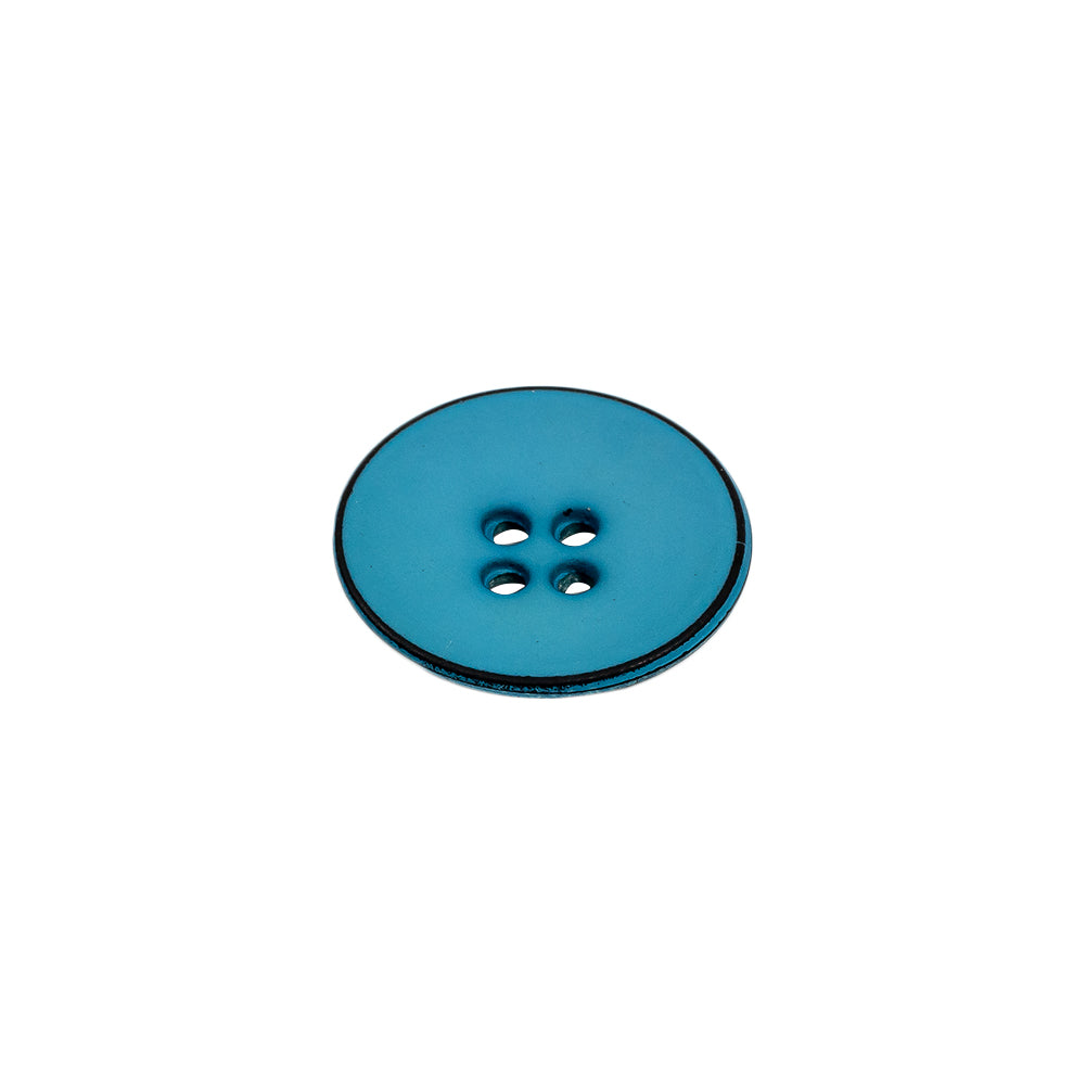Italian Blue 4-Hole Plastic Button - 24L/15mm - Folded Italian Blue 4-Hole Plastic Button - 24L/15mm - Folded