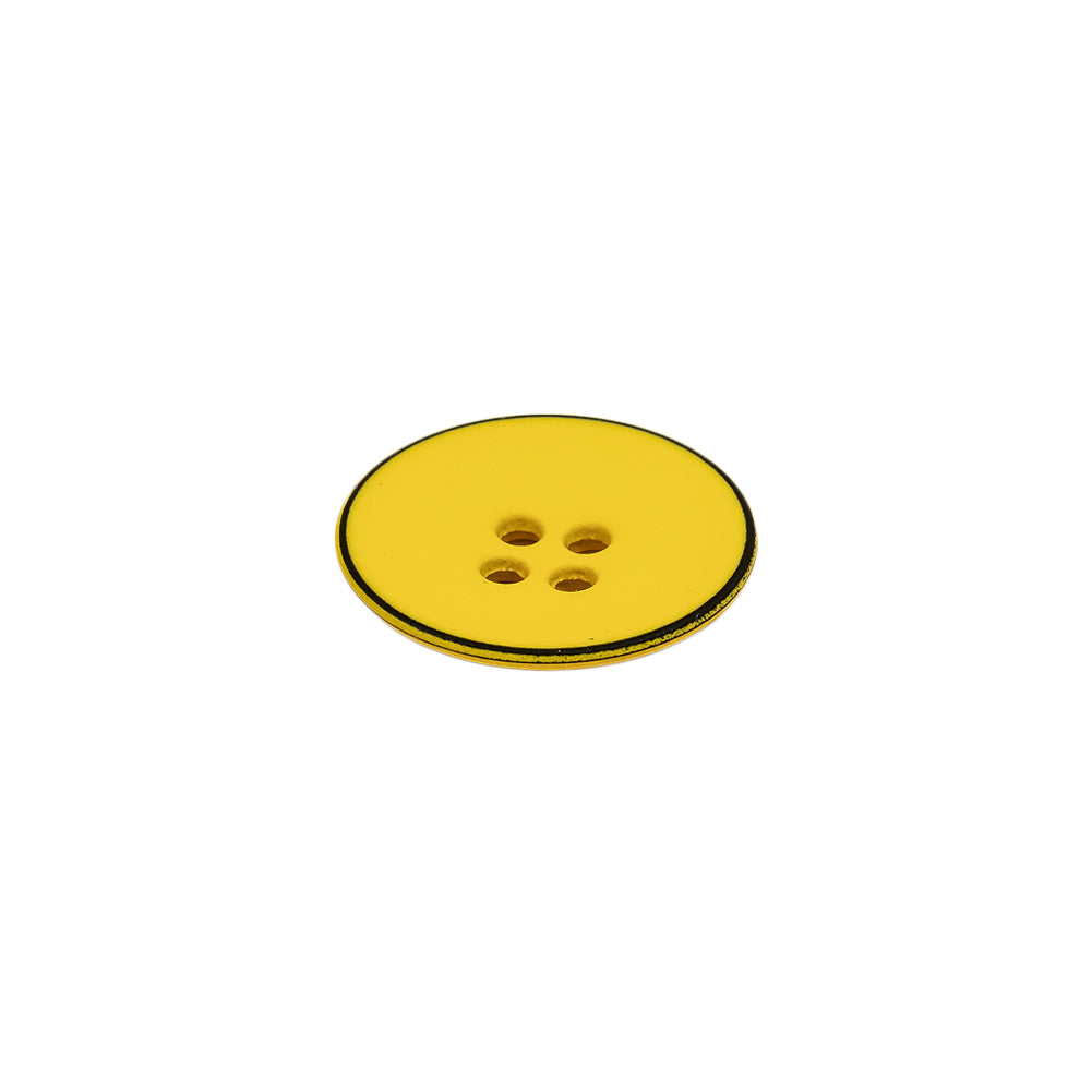 Italian Yellow 4-Hole Plastic Button - 24L/15mm Folded Italian Yellow 4-Hole Plastic Button - 24L/15mm Folded