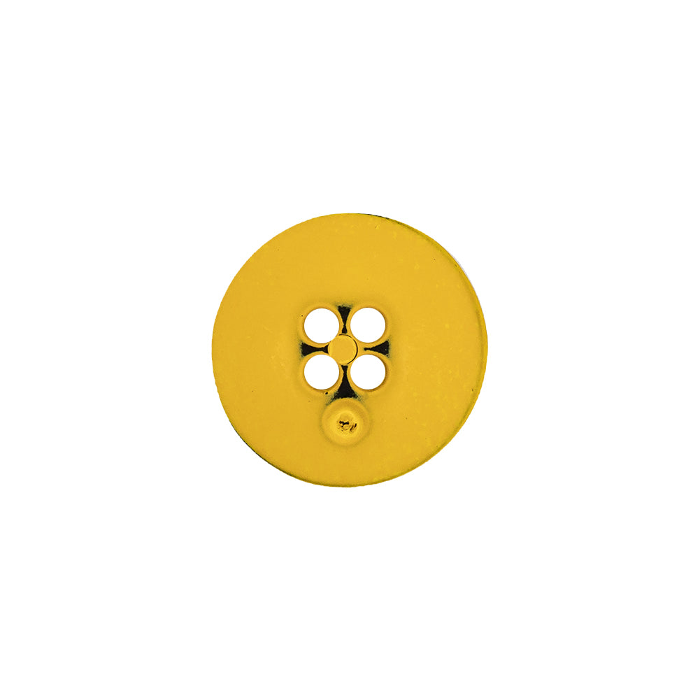 Italian Yellow 4-Hole Plastic Button - 24L/15mm Detail Italian Yellow 4-Hole Plastic Button - 24L/15mm Detail