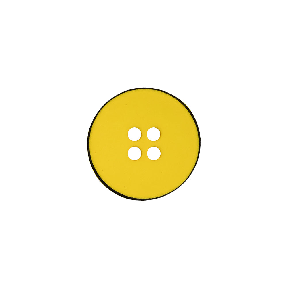 Italian Yellow 4-Hole Plastic Button - 24L/15mm Italian Yellow 4-Hole Plastic Button - 24L/15mm