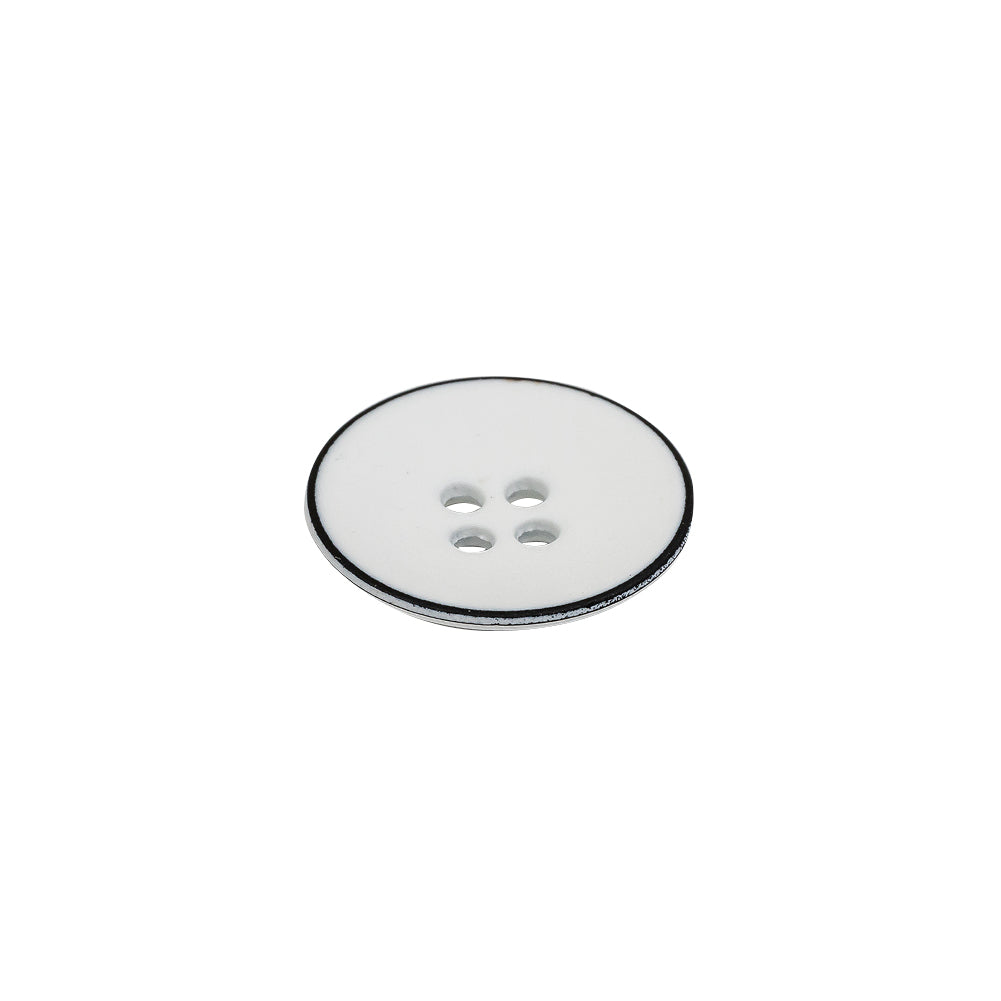 Italian White 4-Hole Plastic Button - 24L/15mm Folded Italian White 4-Hole Plastic Button - 24L/15mm Folded