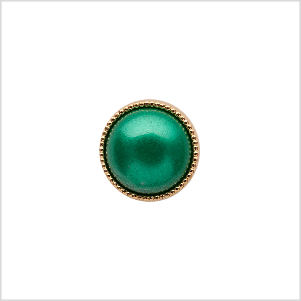Italian Green/Gold Shank Back Button - 18L/11.5mm
