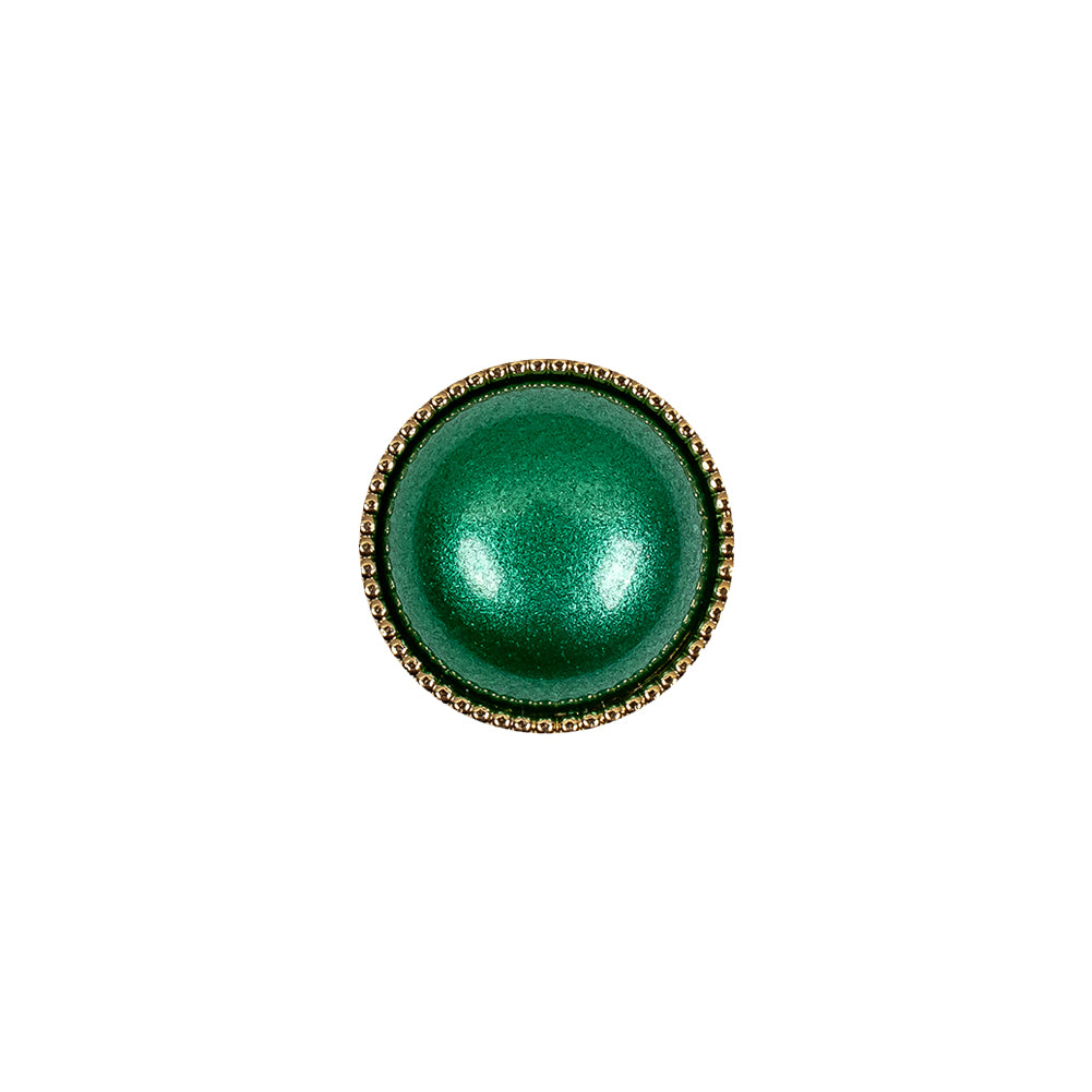 Italian Green and Gold Edged Shank Back Button - 20L/12.5mm Italian Green and Gold Edged Shank Back Button - 20L/12.5mm