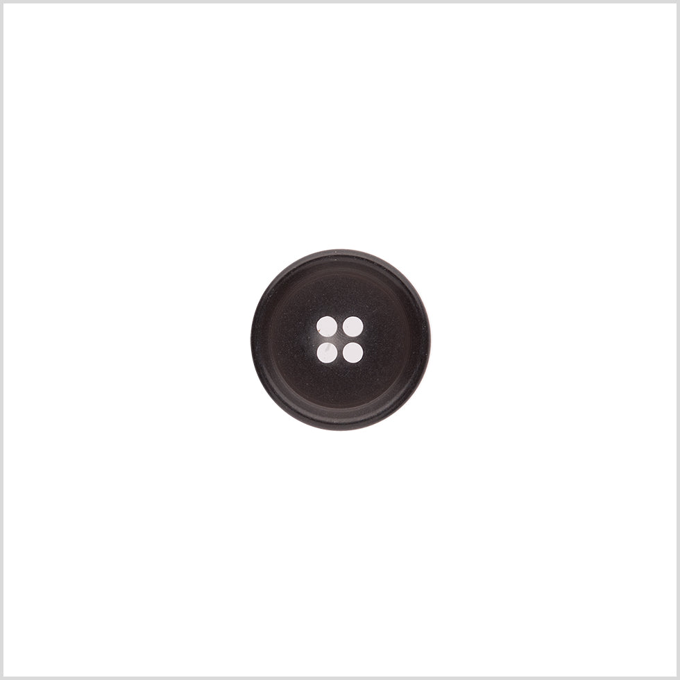 Italian Matte Black Rimmed 4-Hole Button - 24L/15mm Italian Matte Black Rimmed 4-Hole Button - 24L/15mm