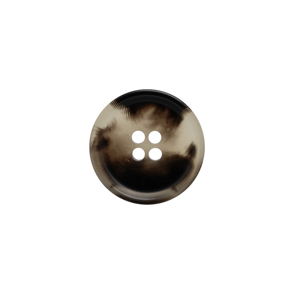 Italian Matte Black/White Rimmed 4-Hole Button - 24L/15mm Italian Matte Black/White Rimmed 4-Hole Button - 24L/15mm