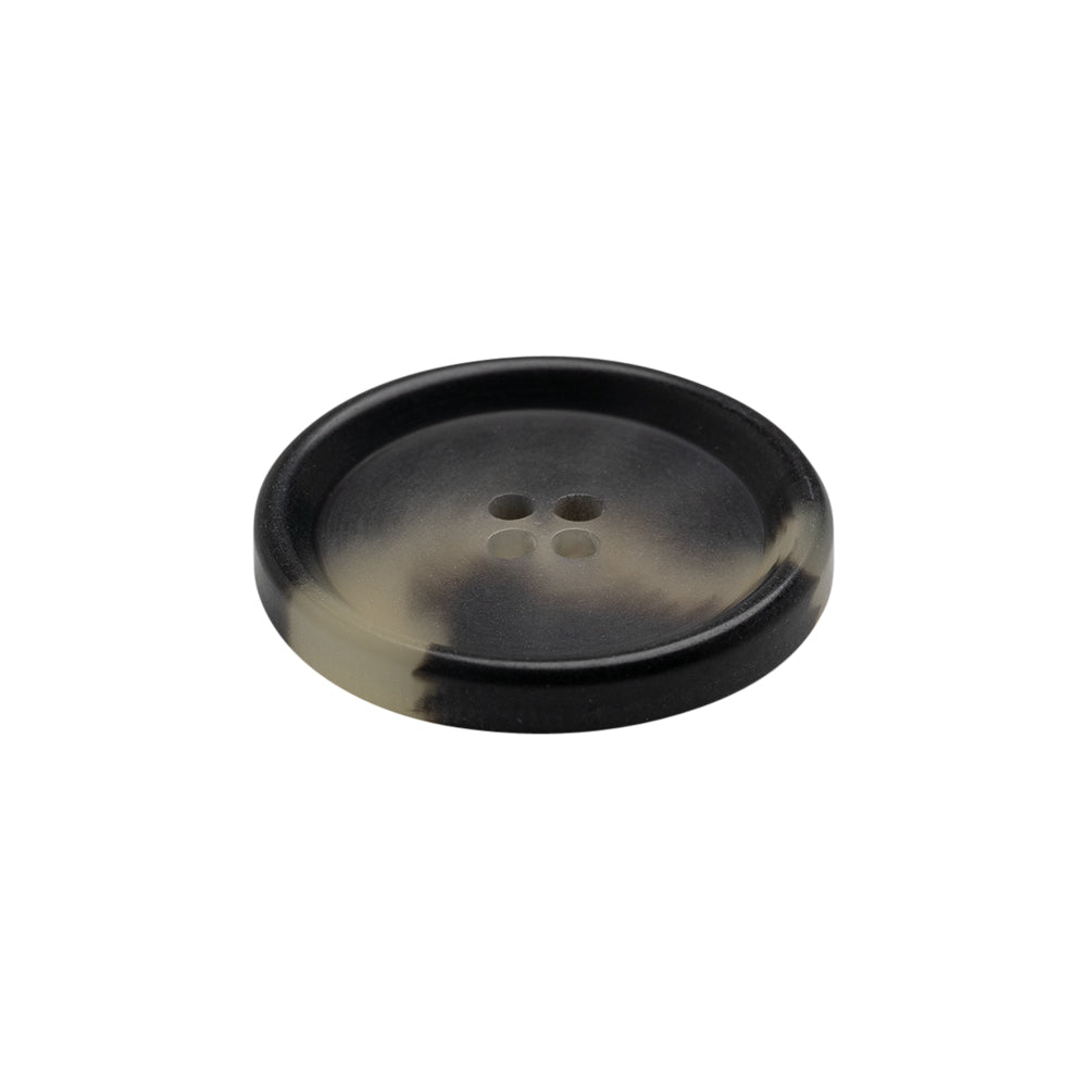 Italian Matte Black/White Rimmed 4-Hole Button - 36L/23mm Folded Italian Matte Black/White Rimmed 4-Hole Button - 36L/23mm Folded
