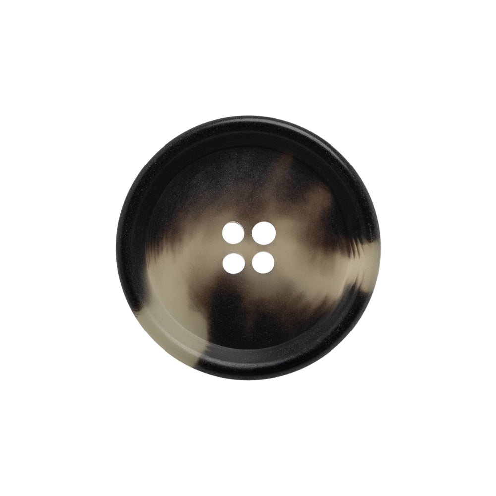 Italian Matte Black/White Rimmed 4-Hole Button - 36L/23mm Italian Matte Black/White Rimmed 4-Hole Button - 36L/23mm