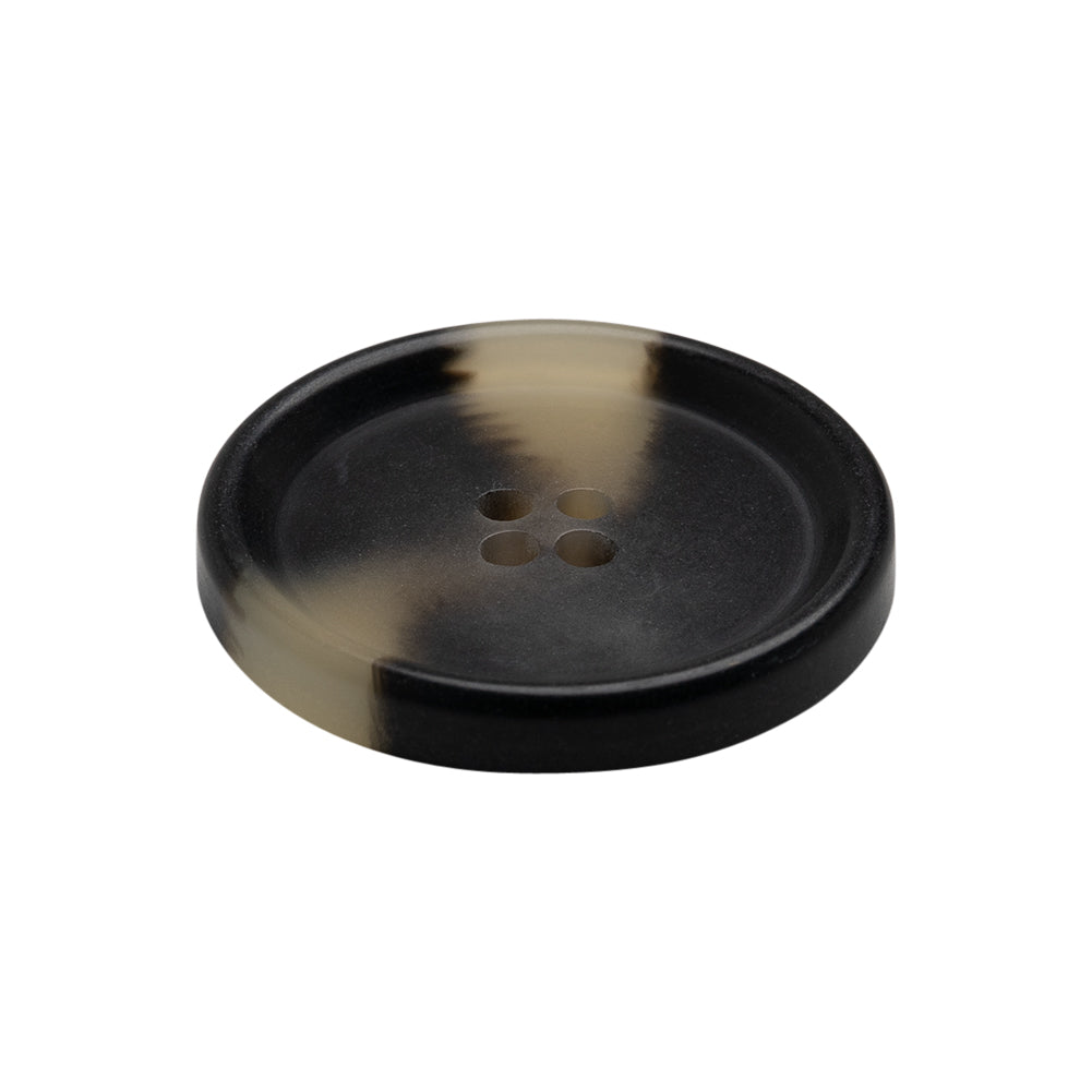 Italian Matte Black and White Rimmed 4-Hole Button - 40L/25.5mm Folded Italian Matte Black and White Rimmed 4-Hole Button - 40L/25.5mm Folded