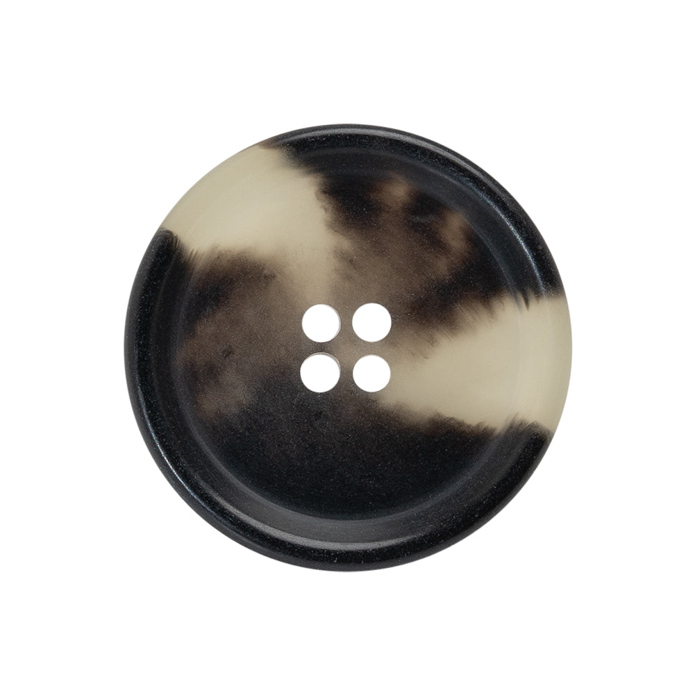Italian Matte Black and White Rimmed 4-Hole Button - 40L/25.5mm Italian Matte Black and White Rimmed 4-Hole Button - 40L/25.5mm