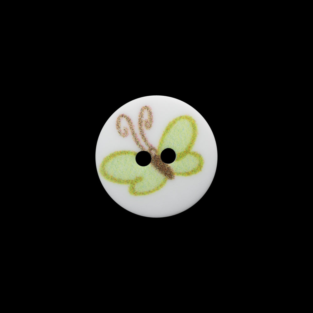 Italian Green Kids Butterfly Button - 24L/15mm Italian Green Kids Butterfly Button - 24L/15mm