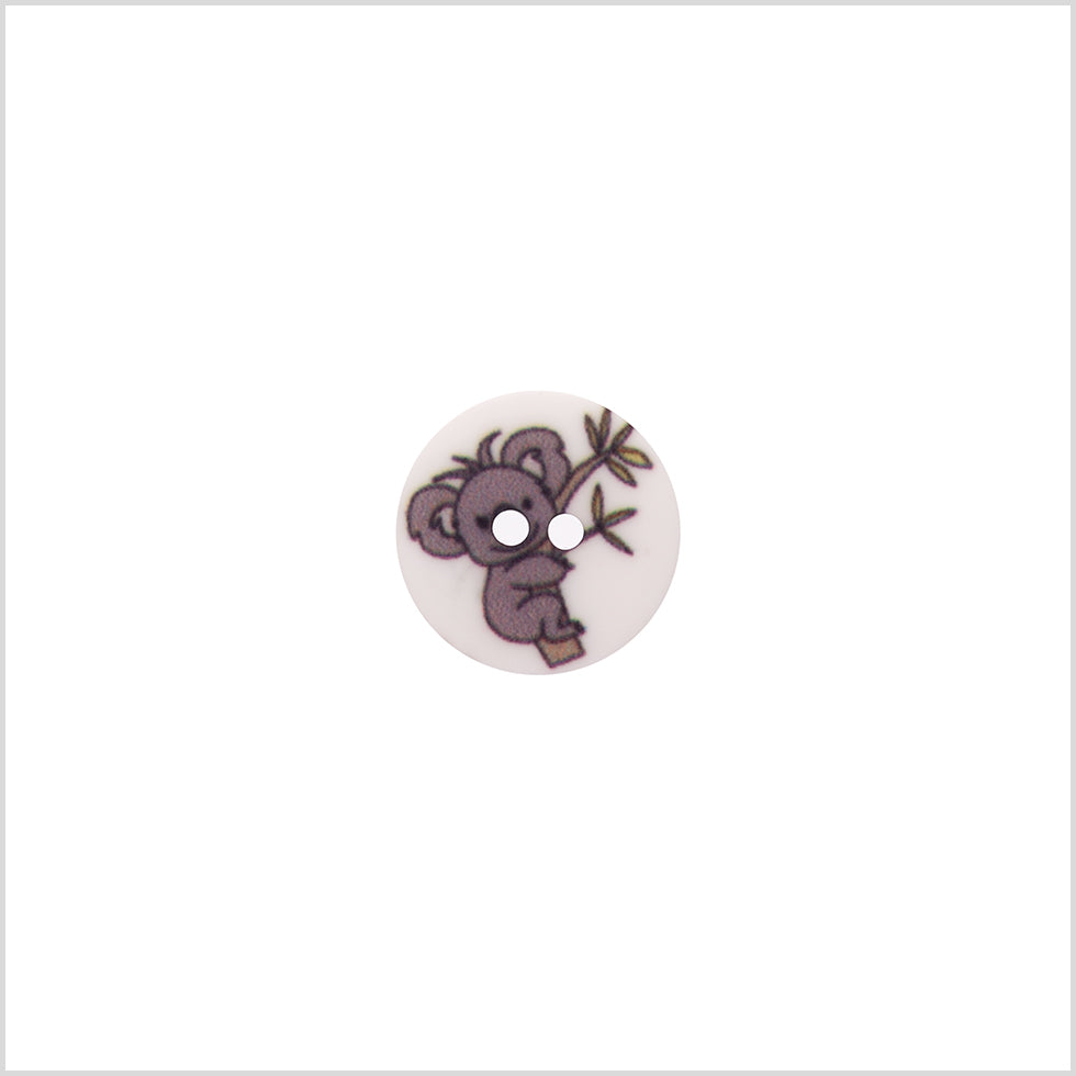 Italian White Kids Koala Button - 24L/15mm Italian White Kids Koala Button - 24L/15mm