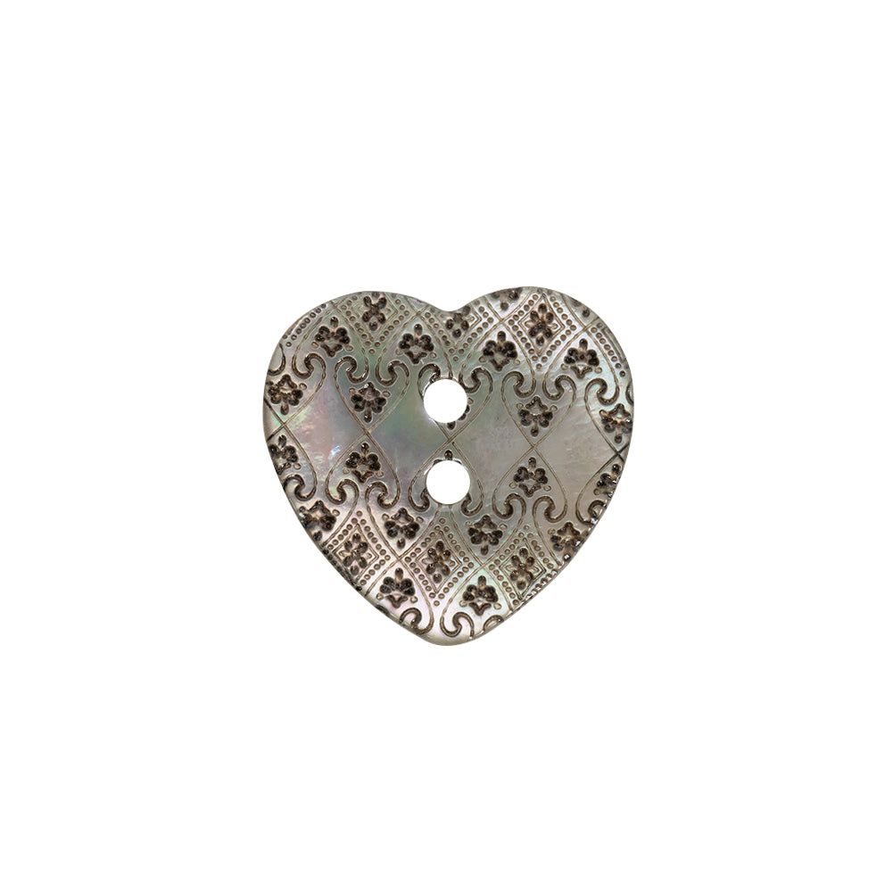 Italian Silver Heart-Shaped Shell Button - 32L/20mm Italian Silver Heart-Shaped Shell Button - 32L/20mm