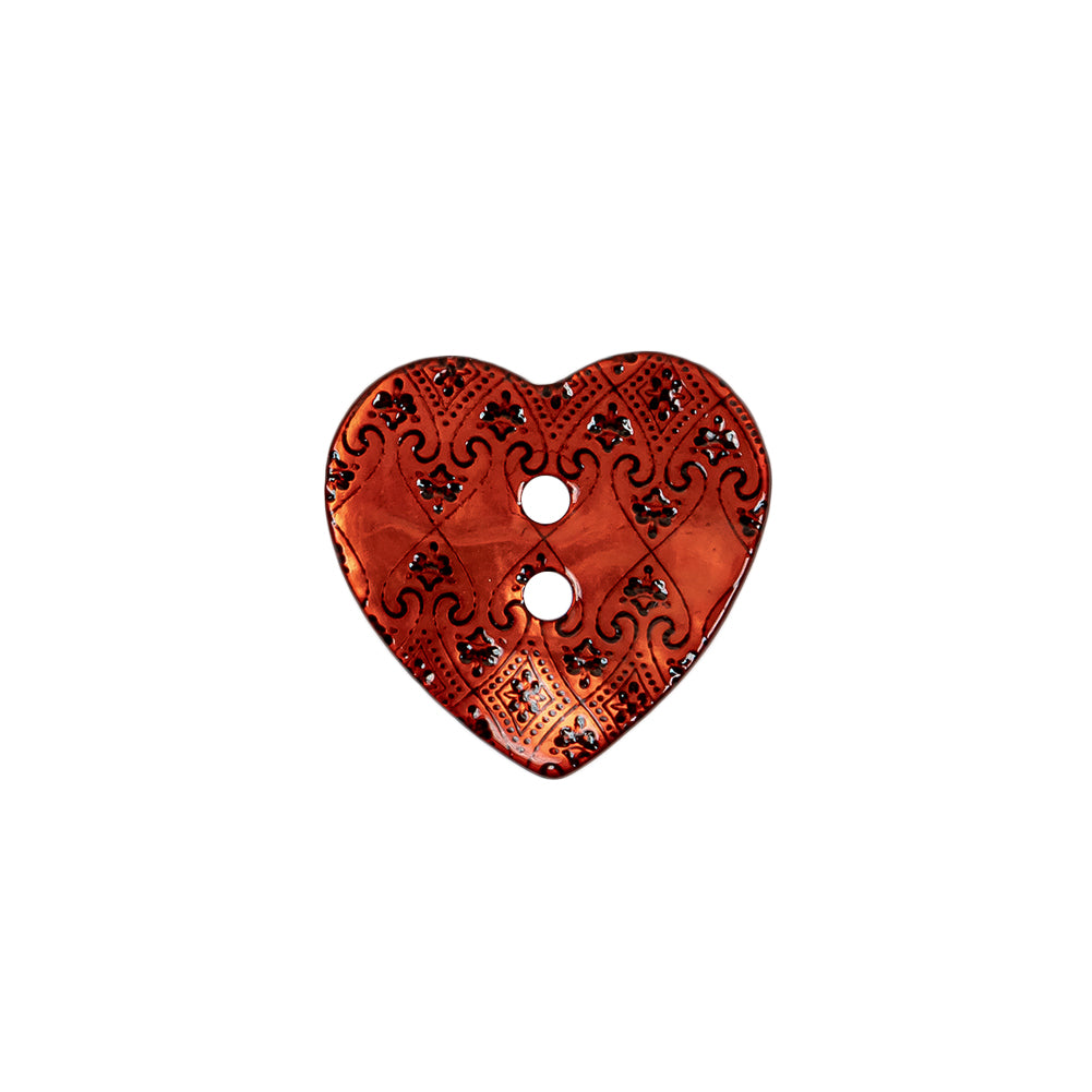 Italian Red Heart-Shaped Shell Button - 32L/20mm Italian Red Heart-Shaped Shell Button - 32L/20mm