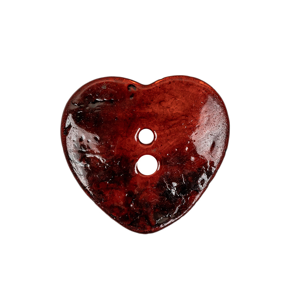 Italian Red Heart-Shaped Shell Button - 40L/25.5mm Detail Italian Red Heart-Shaped Shell Button - 40L/25.5mm Detail