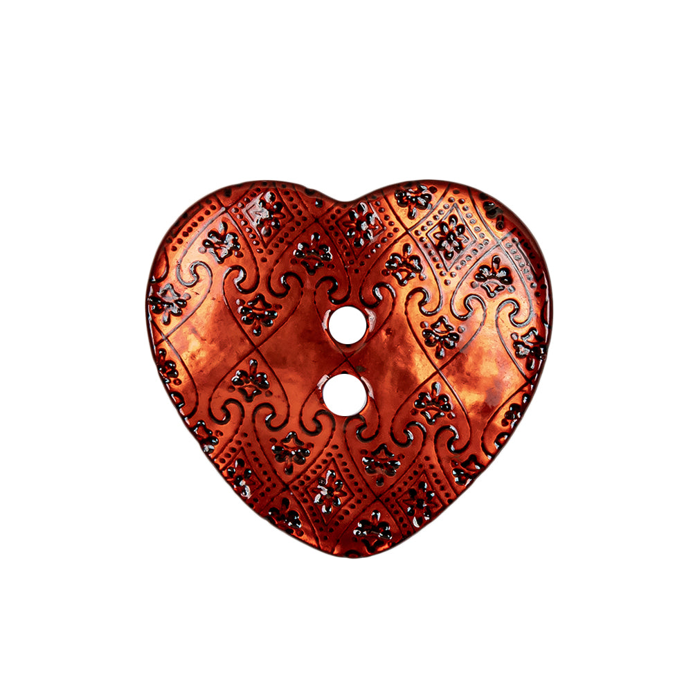 Italian Red Heart-Shaped Shell Button - 40L/25.5mm Italian Red Heart-Shaped Shell Button - 40L/25.5mm
