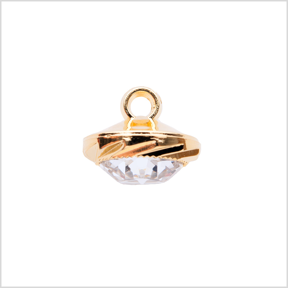 Italian Gold Plastic/Rhinestone Shank Back Button - 22L/14mm Detail Italian Gold Plastic/Rhinestone Shank Back Button - 22L/14mm Detail