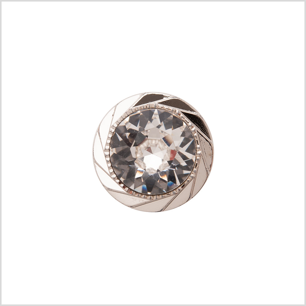 Italian Silver Plastic/Rhinestone Shank Back Button - 22L/14mm Italian Silver Plastic/Rhinestone Shank Back Button - 22L/14mm