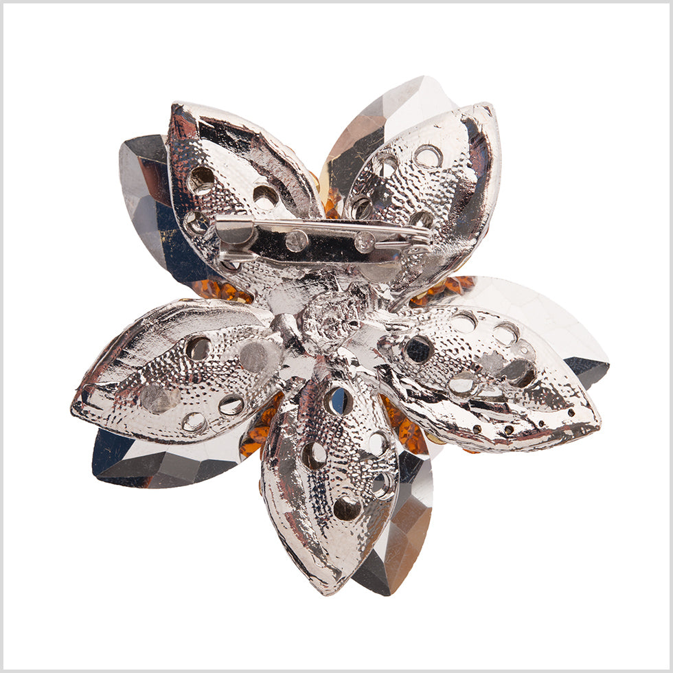 Italian Yellow Rhinestone Brooch - Detail Italian Yellow Rhinestone Brooch - Detail