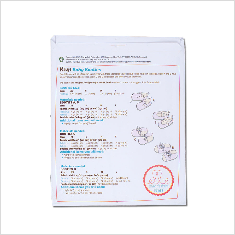 Ellie Mae Designs Baby Booties Pattern K141 - Detail