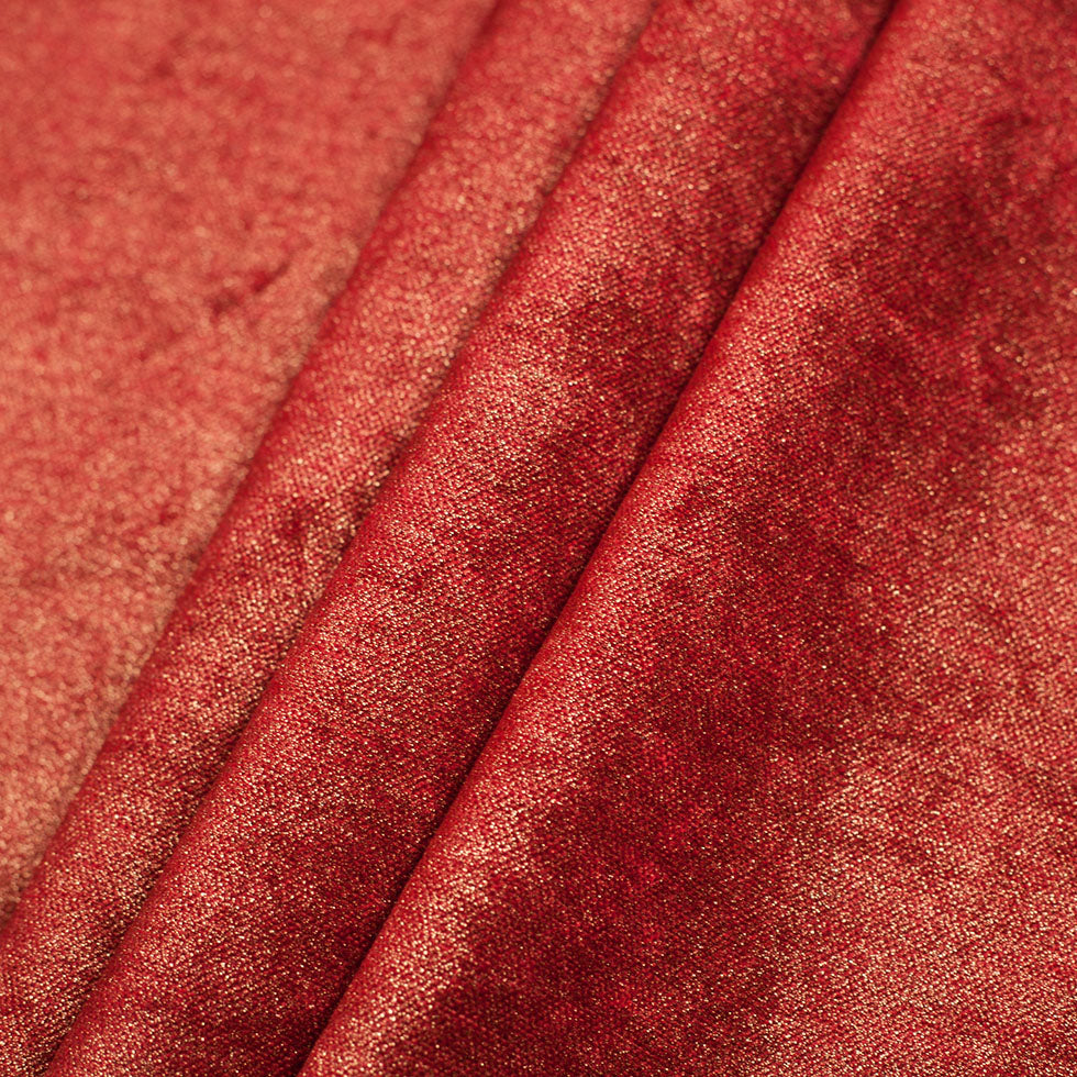 Short Pile Fire Engine Metallic Polyester Blended Velvet - Folded Short Pile Fire Engine Metallic Polyester Blended Velvet - Folded