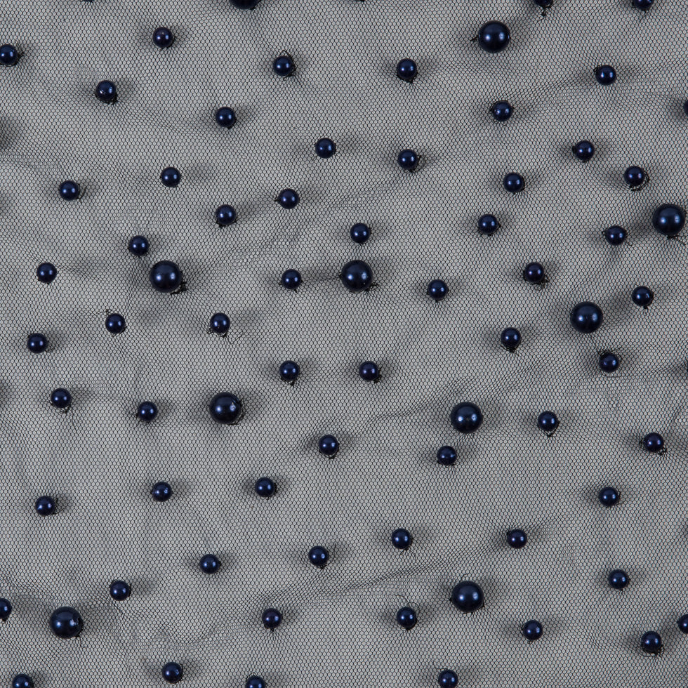 Fancy Navy Pearled Mesh/Lace Fancy Navy Pearled Mesh/Lace