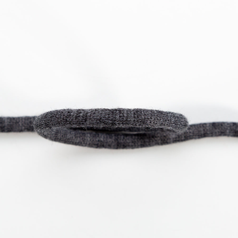 Italian Black Wool Drawstring Trimming - 0.25" Detail Italian Black Wool Drawstring Trimming - 0.25" Detail