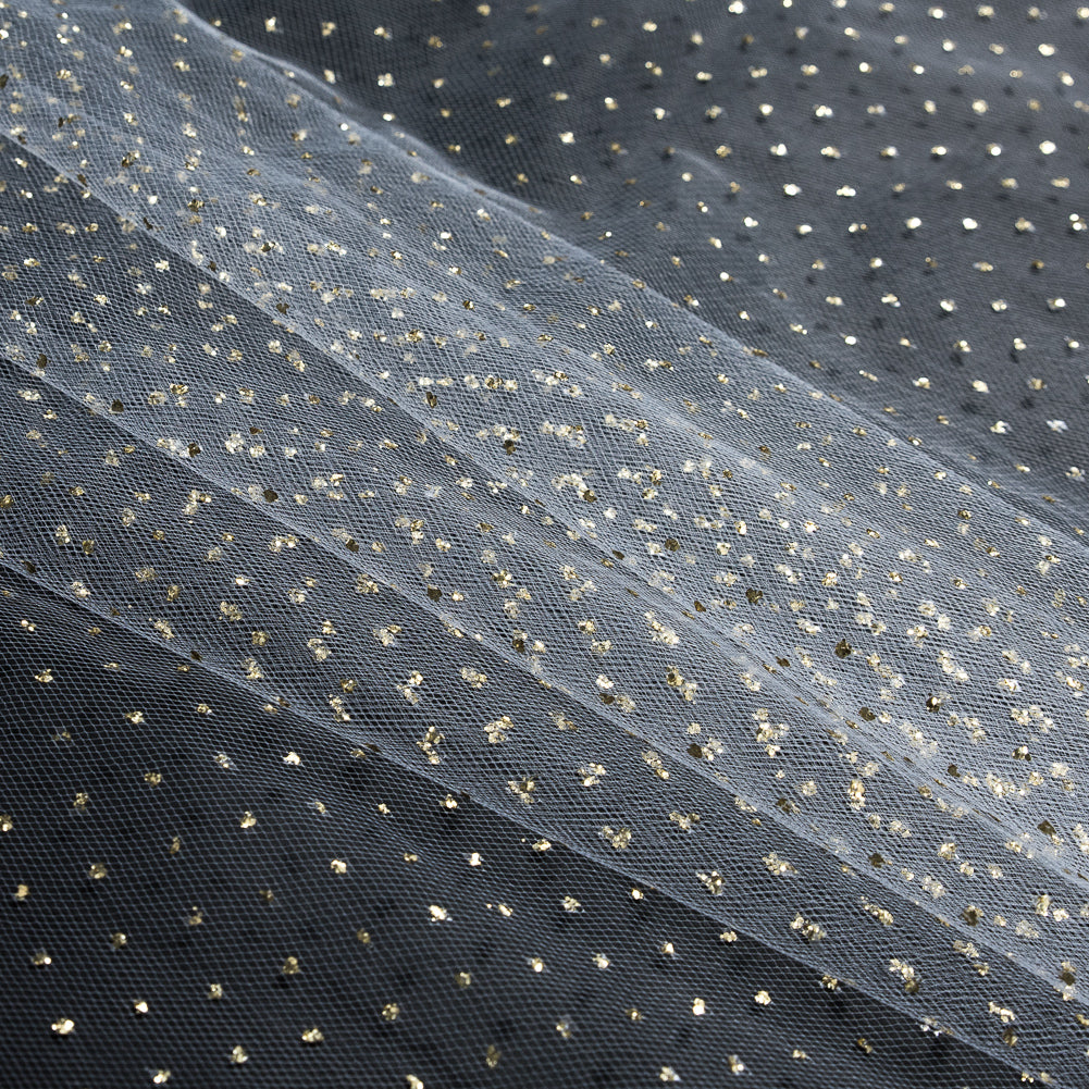 Glitter Tulle - Metallic Gold on White Detail Glitter Tulle - Metallic Gold on White Detail