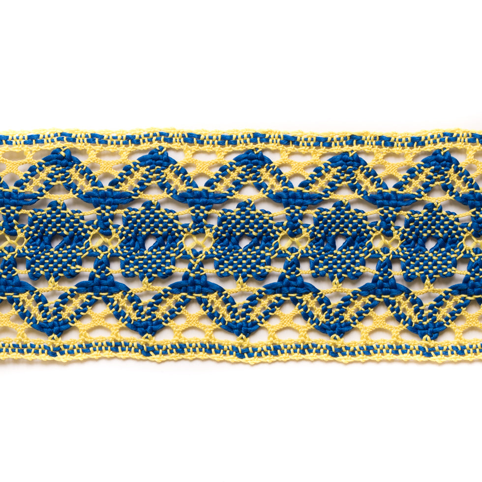 Blue/Yellow Crochet Trim - 3 Blue/Yellow Crochet Trim - 3