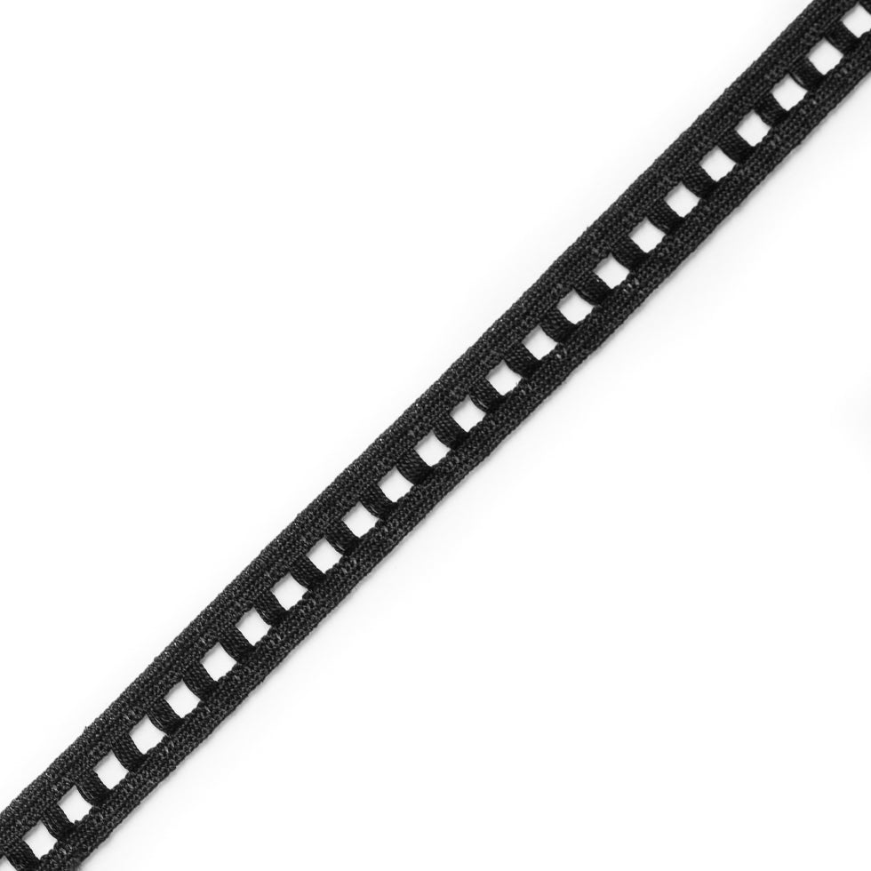 European Black Ladder Crochet Cotton Trimming - 11/16" European Black Ladder Crochet Cotton Trimming - 11/16"