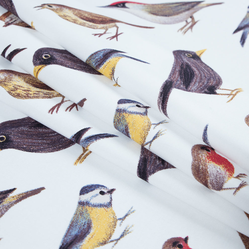 Bright White Bird Printed Stretch Cotton Twill Detail Bright White Bird Printed Stretch Cotton Twill Detail
