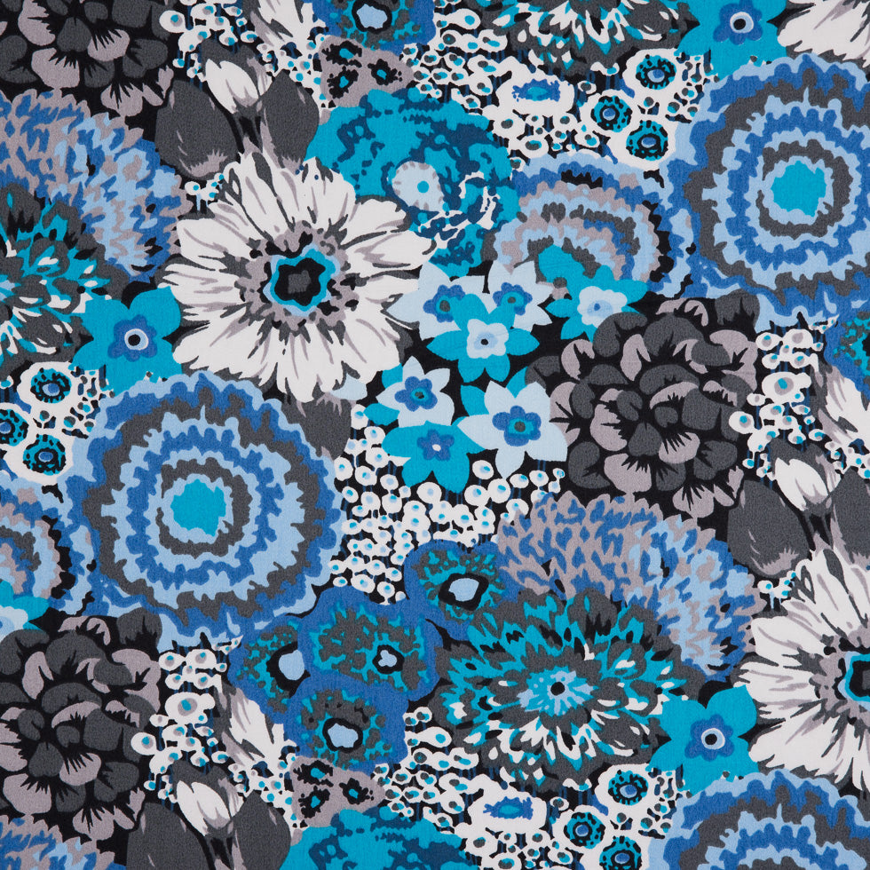 Blue/Gray Floral Combed Cotton Sateen Blue/Gray Floral Combed Cotton Sateen