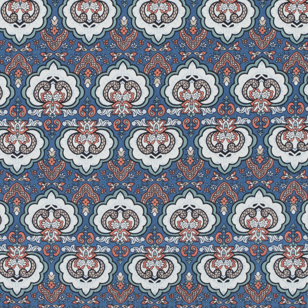 Blue/Orange/Green Printed Stretch Cotton Sateen Blue/Orange/Green Printed Stretch Cotton Sateen