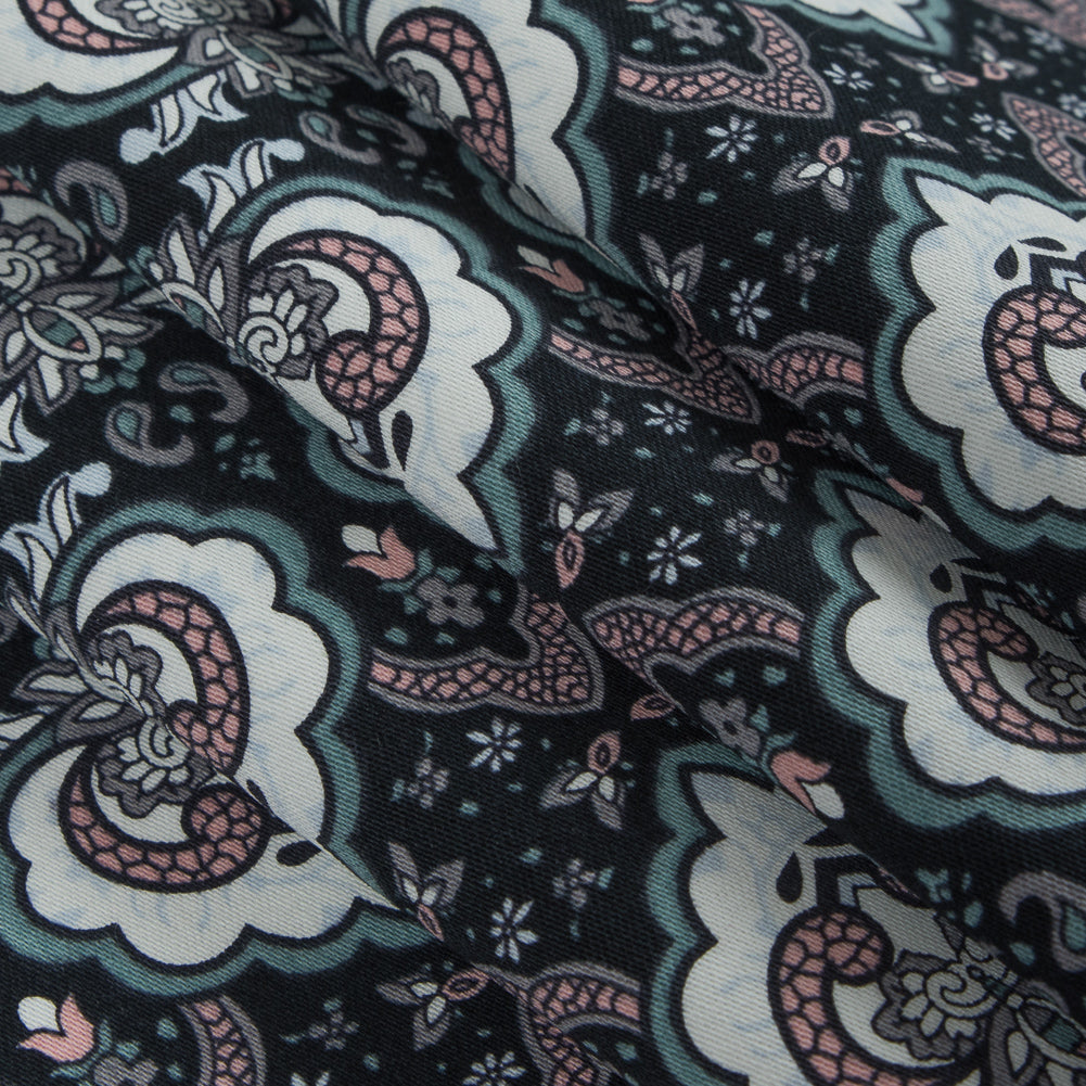 Black/Pink/Gray Printed Stretch Cotton Sateen - Detail Black/Pink/Gray Printed Stretch Cotton Sateen - Detail