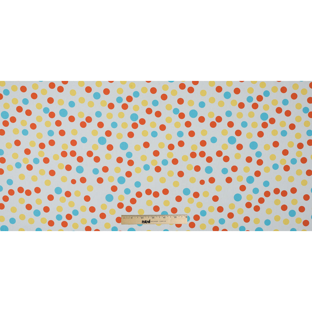 Orange/Blue/Yellow Polka Dots Printed Cotton Poplin Full Orange/Blue/Yellow Polka Dots Printed Cotton Poplin Full