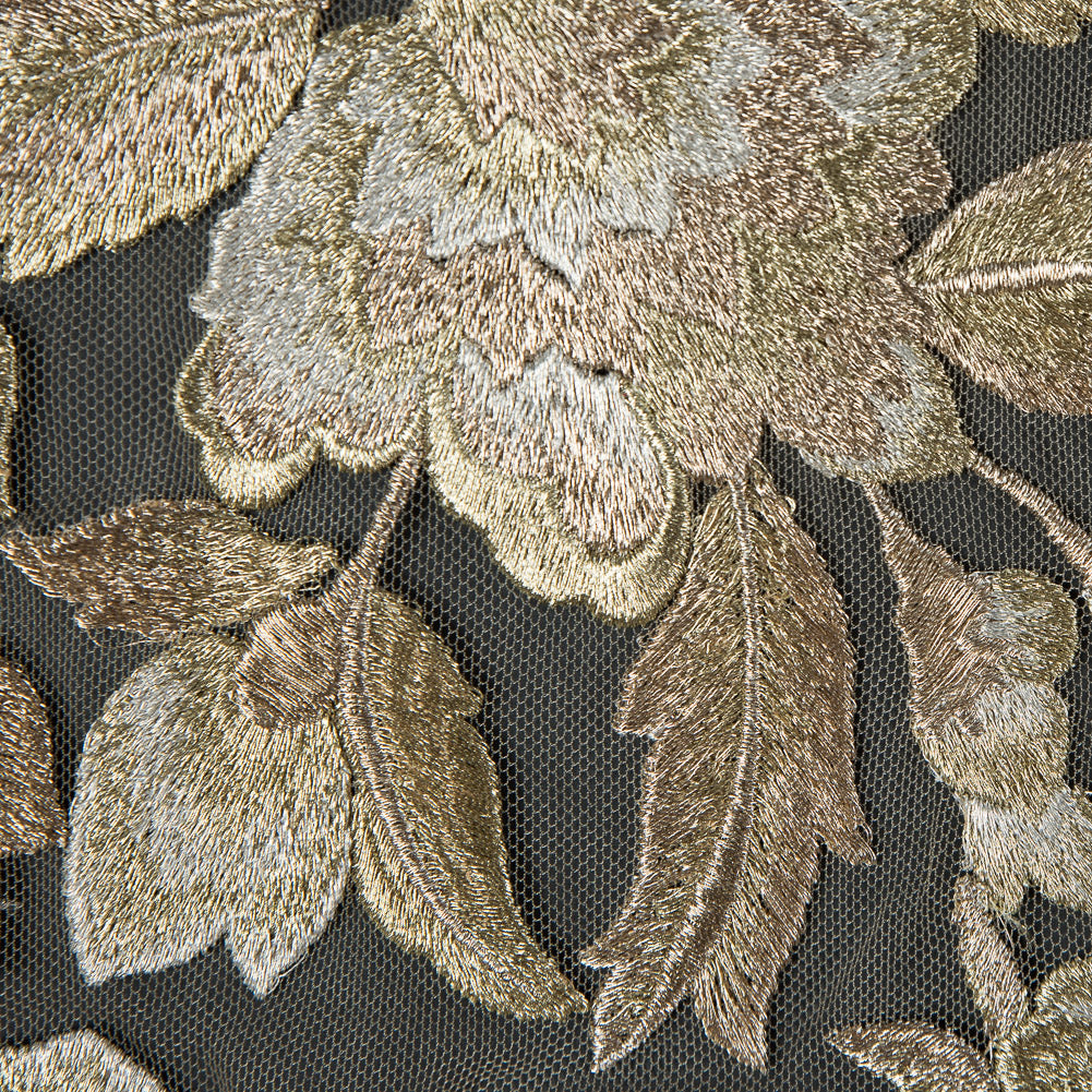 Metallic Gold Floral Embroidered Tulle - Detail Metallic Gold Floral Embroidered Tulle - Detail